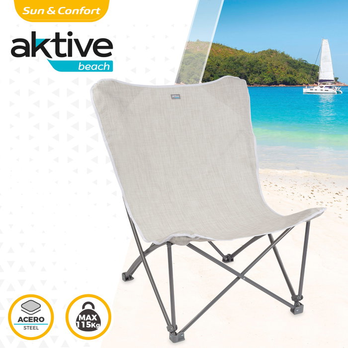 Aktive Sillón plegable camping XL beige
