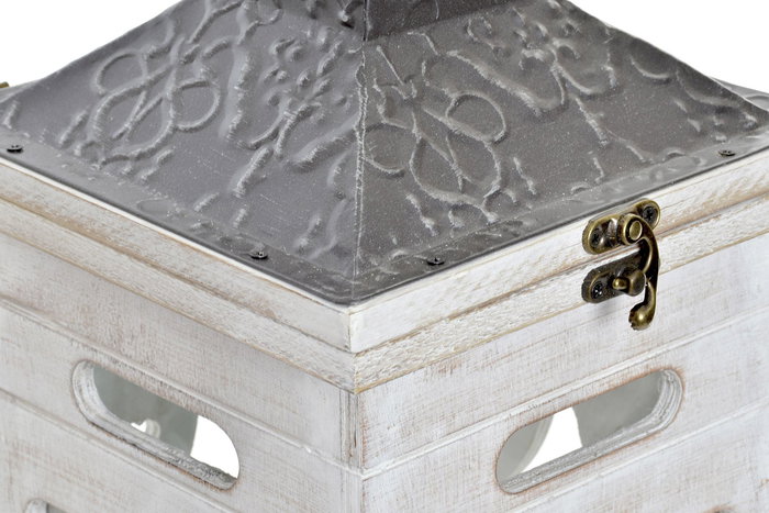 DKD Home Decor Farola Árabe Etnica Set de 2 Cristal Blanco 26 x 66 x 26 cm