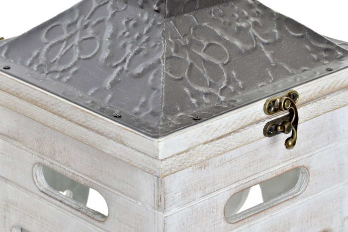 DKD Home Decor Farola Árabe Etnica Set de 2 Cristal Blanco 26 x 66 x 26 cm
