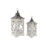 DKD Home Decor Set de 2 Farolas de Abeto y Cristal Blanco 26x26x66 cm