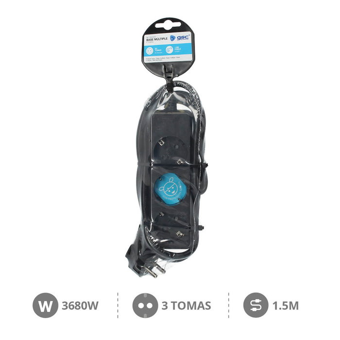 GSC Evolution Base múltiple Serie Estándar 3T 3x1.5mm 1,5M Negro