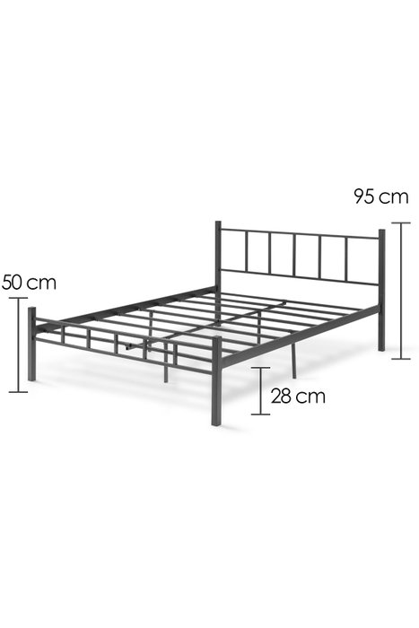 Hanah Home K90 Cama Doble Negra de Metal 120 x 200 cm