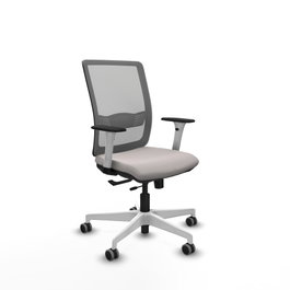 PIQUERAS Y CRESPO Silla de oficina Haches Gris y Blanca con Mecanismo Sincro/Traslack