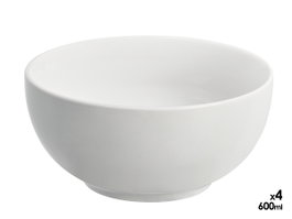 Vessia Set de 4 Boles de Porcelana Blanca de 600 ml, Dimensiones 18x16x16 cm (Set de 8)
