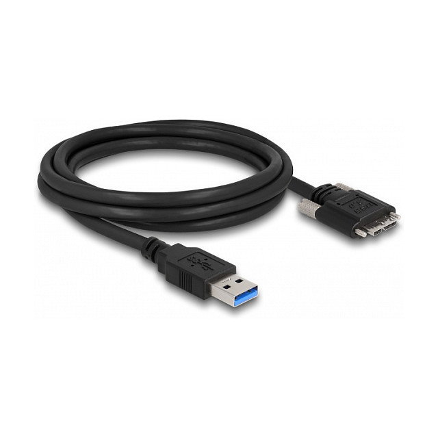 DeLOCK Cable USB 3.0 Tipo A a Micro-B con tornillos 2 m Negro