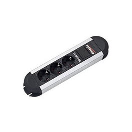 Bachmann Primo Regleta de Enchufes 3x Schutzkontakt Aluminio 1,75m