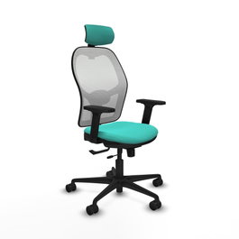 PIQUERAS Y CRESPO Silla de oficina Jorquera con mecanismo Sincro/Traslack Turquesa y Blanco