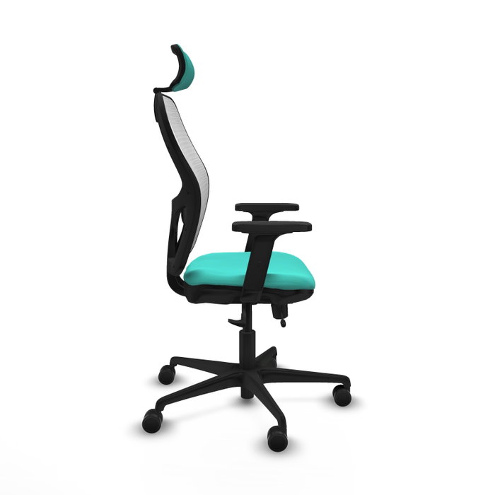 PIQUERAS Y CRESPO Silla de oficina Jorquera con mecanismo Sincro/Traslack Turquesa y Blanco