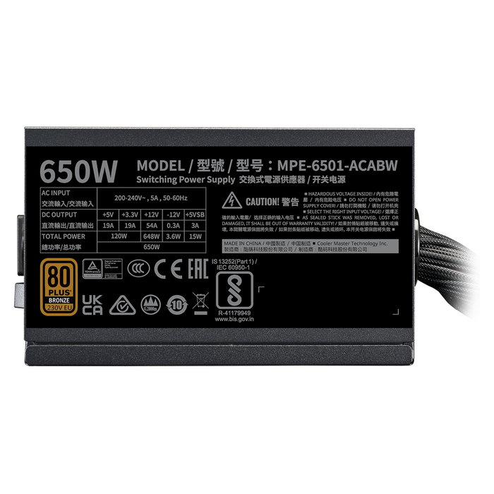 Cooler Master MWE Bronze 650 V3 650W 80 PLUS Bronze ATX