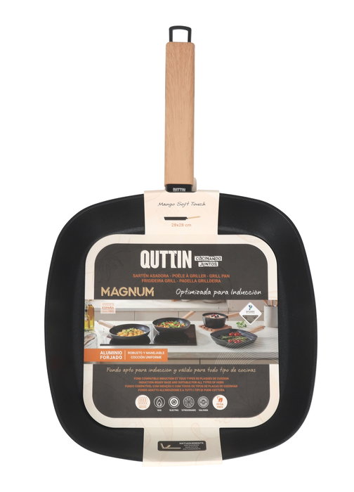 Inde Sarten Asadora 28x28 cm con recubrimiento antiadherente Magnum Quttin (6 Unidades)