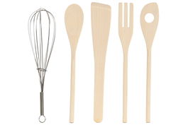 DKD Home Decor Pengjia flower 2025 Basicos Set Utensilios Porcelana Bambu Blanco Natural 11 x 11 x 25 cm Set 6 Piezas