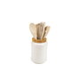 DKD Home Decor Set de 6 Utensilios de Porcelana y Bambú Relieve