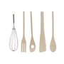 DKD Home Decor Set de 6 Utensilios de Porcelana y Bambú Relieve