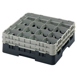 CAMBRO - 16S534-110 - Cesta de lavado 16 comp. 2 alturas - 10,9 cm Ø máx. - alt. máx. 14,9 cm - 50 x 50 x 18,4 cm - Negro