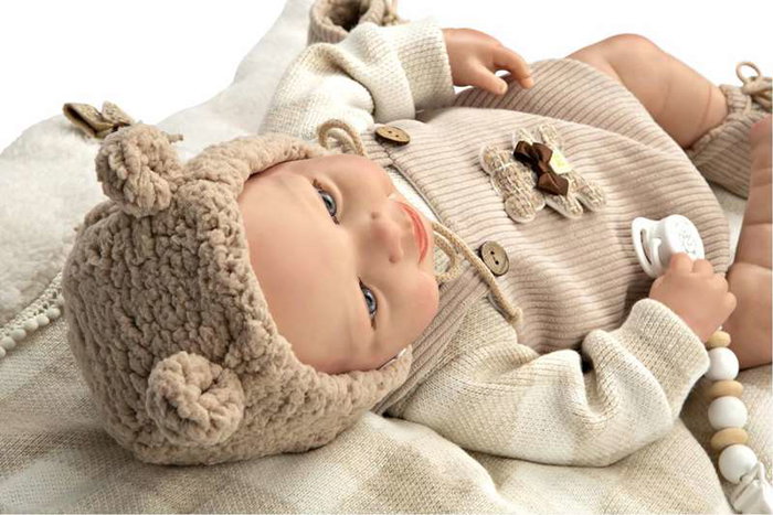 Muñecas Arias Muñeco Reborn Ruben con cojín, cuerpo blando 45 cm