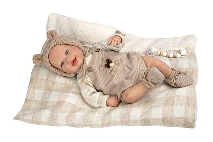 Muñecas Arias Muñeco Reborn Ruben c/cojin, Cuerpo Blando 45 cm