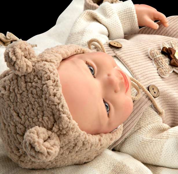 Muñecas Arias Muñeco Reborn Ruben c/cojin, Cuerpo Blando 45 cm