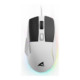 Sharkoon SGM35 Ratón Óptico Gamer 6400 DPI Blanco, 6 Botones RGB, 1.8m Cable USB, para Mano Derecha