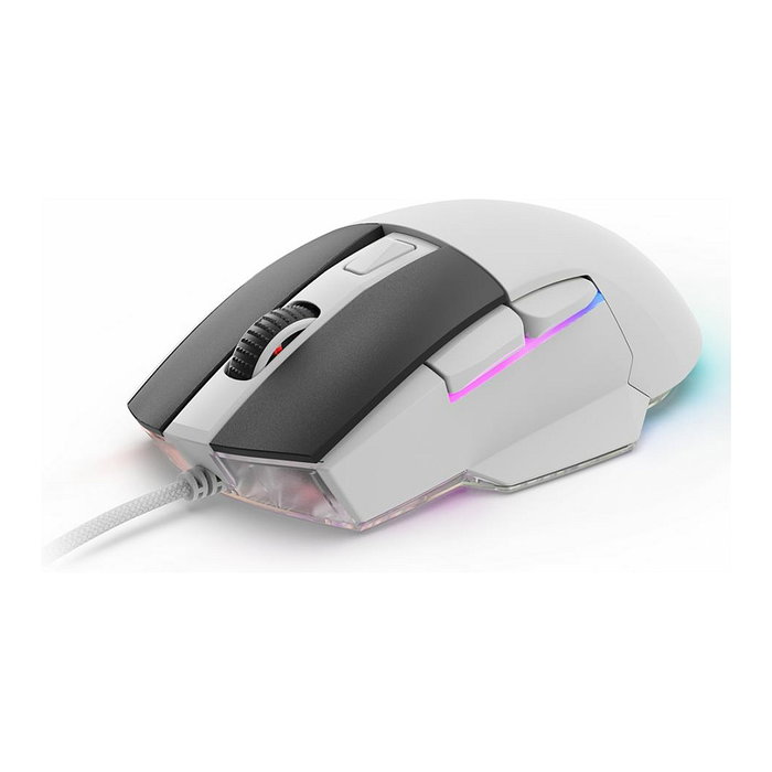 Sharkoon SGM35 Ratón Óptico Gamer 6400 DPI Blanco, 6 Botones RGB, 1.8m Cable USB, para Mano Derecha