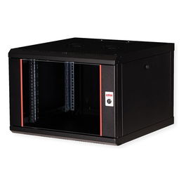 ROLINE Rack 26.21.0171 Bastidor de Pared 19 Pulgadas 7U 600x600 mm Negro, Con Puerta de Cristal, Rieles y Bloqueo, Acero, 18 kg