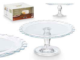 Pasabahce Tartera con Pie de Vidrio Diametro 26 cm, Transparente, Ideal para Hornear y Servir, 12 cm de Alto (Set de 4)
