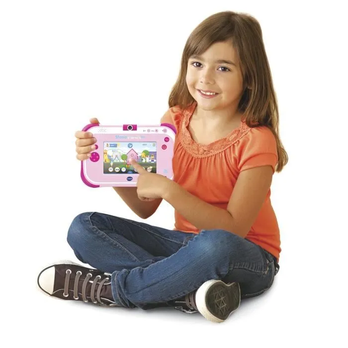 VTECH - Consola VTech Storio Max 2.0 - Tableta Educativa para Niños, Pantalla 5", Color Rosa, Idioma Francés, para 3 a 11 años