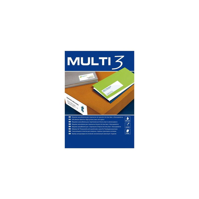 Multi-3 Etiquetas Adhesivas 70x33,8 mm Inkjet-Láser C-Rectos 24 x 100H Blanco