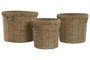 DKD Home Decor Set de 3 Maceteros de Fibra y Metal Marrón 36x36x29 cm