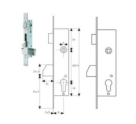 TESA Cerradura 421028AI Inox sin cilindro