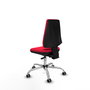 Silla de oficina Elche con mecanismo Asincro tapizada con Tela color Rojo. Equipada con Base cromada, Sin brazos y Ruedas 65 mm parqué