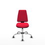 Silla de oficina Elche con mecanismo Asincro tapizada con Tela color Rojo. Equipada con Base cromada, Sin brazos y Ruedas 65 mm parqué