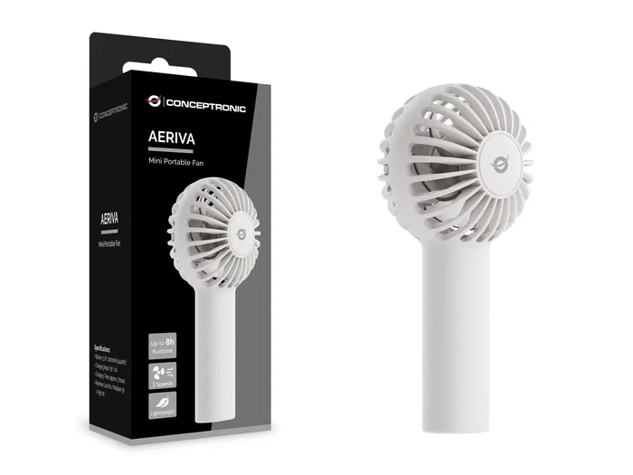 Conceptronic AERIVA01W Miniventilador portátil blanco con 3 velocidades