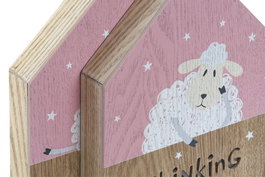 DKD Home Decor Decoración Luminosa Infantil Ovejita Rosa Blanco 17 x 25 x 3.5 cm (4 Unidades)