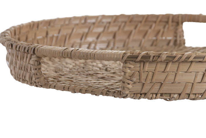 DKD Home Decor Set de 2 Bandejas de Bambú y Ratán Natural 45x45x6,5 cm