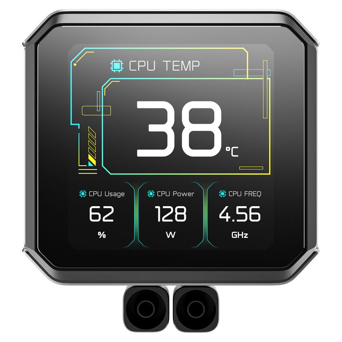 Deepcool Spartacus 360 LCD Kit de Refrigeración Líquida AIO para CPU, Radiador de 360mm (3x Ventiladores de 120mm), Pantalla TFT 3.4", Negro