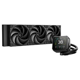 Deepcool Spartacus 360 LCD Kit de Refrigeración Líquida AIO para CPU, Radiador de 360mm (3x Ventiladores de 120mm), Pantalla TFT 3.4", Negro