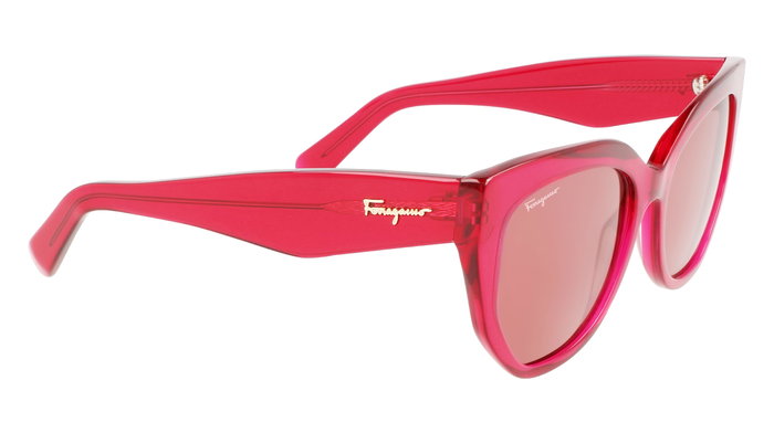 Ferragamo SF1061S-613 Gafas de sol con cristales rosa y montura roja