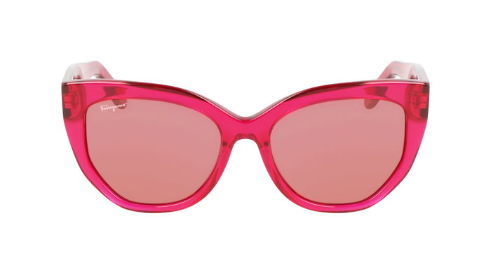 Ferragamo SF1061S-613 Gafas de sol con cristales rosa y montura roja