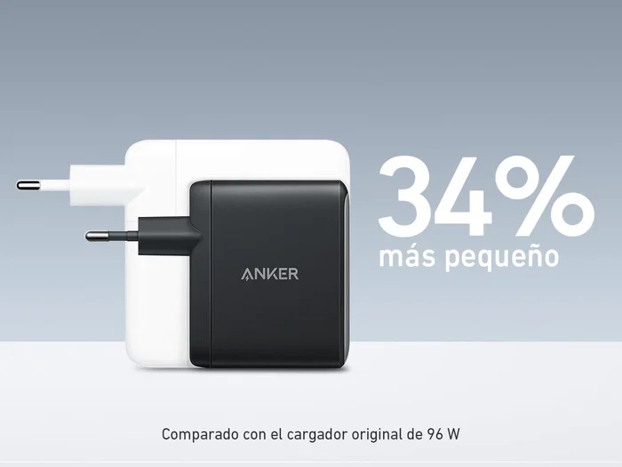 Anker 736 (Nano II) Cargador GaN II de 100W, Cargador de Pared 3 Puertos (2x USB-C, 1x USB-A) Compatible con MacBook, iPhone, iPad, Galaxy