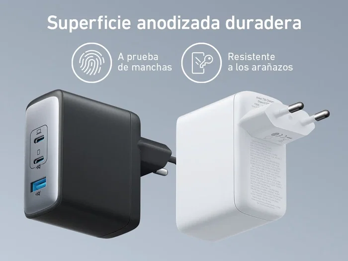 Anker 736 (Nano II) Cargador GaN II de 100W, Cargador de Pared 3 Puertos (2x USB-C, 1x USB-A) Compatible con MacBook, iPhone, iPad, Galaxy