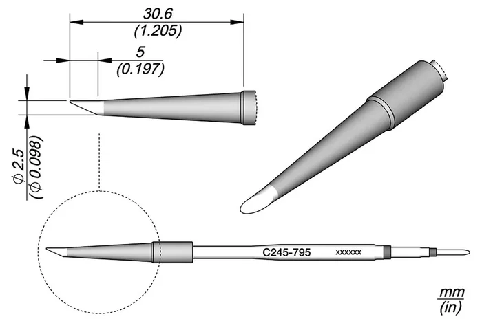JBC TOOLS Pico tipo horma de 2,5mm