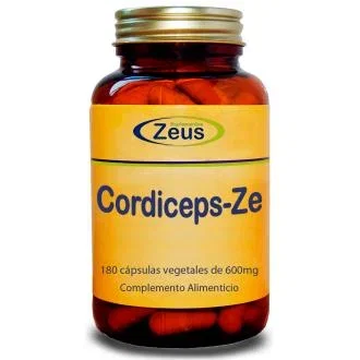 ZEUS Cordiceps-Ze 180Cap. Complemento Alimenticio de Cordyceps y Vitamina C, 180 Cápsulas - Adaptógeno para Resistencia al Estrés, Fatiga y Apoyo al Sistema Inmunitario