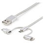 StarTech.com Cable Multicarga 3 en 1 Lightning, USB-C y Micro-USB, 1m, Plata