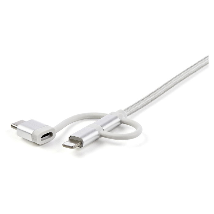 StarTech.com Cable Multicarga 3 en 1 Lightning, USB-C y Micro-USB, 1m, Plata StarTech.com Cable Multicarga 3 en 1 Lightning, USB-C y Micro-USB, 1m, Plata