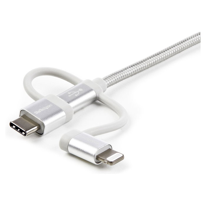 StarTech.com Cable Multicarga 3 en 1 Lightning, USB-C y Micro-USB, 1m, Plata StarTech.com Cable Multicarga 3 en 1 Lightning, USB-C y Micro-USB, 1m, Plata