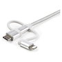 StarTech.com Cable Multicarga 3 en 1 Lightning, USB-C y Micro-USB, 1m, Plata