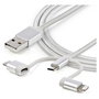 StarTech.com Cable Multicarga 3 en 1 Lightning, USB-C y Micro-USB, 1m, Plata