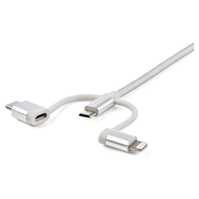 StarTech.com Cable Multicarga 3 en 1 Lightning, USB-C y Micro-USB, 1m, Plata StarTech.com Cable Multicarga 3 en 1 Lightning, USB-C y Micro-USB, 1m, Plata