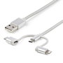 Cable USB-A a Lightning, USB-C y Micro-USB 1m Carga 3-en-1 MFi Nailon Trenzado 15W 3A