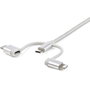 Cable USB-A a Lightning, USB-C y Micro-USB 1m Carga 3-en-1 MFi Nailon Trenzado 15W 3A